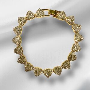FASHION Pavé Gold-tone Hearts Bracelet - NWT